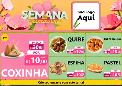 Modelo de Encarte para Encarte A4 Horizontal com o tema Semana da Primavera para Salgadaria
