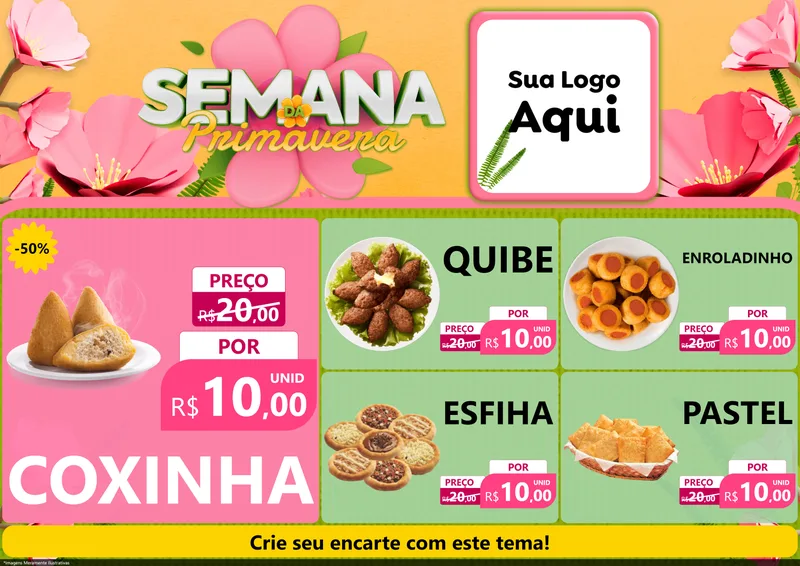 Modelo de Encarte para Encarte A4 Horizontal com o tema Semana da Primavera para Salgadaria