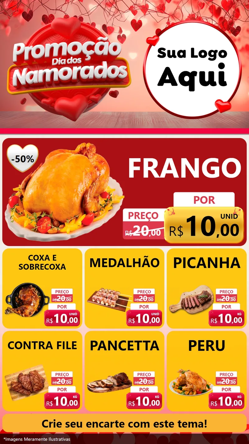 Modelo de Rede Social para Stories com o tema Promoção Dia dos Namorados para Assados