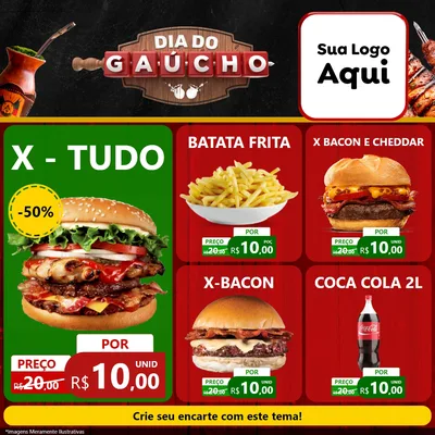 Modelo de Rede Social para Feed Facebook com o tema Dia do Gaúcho para Hamburgueria