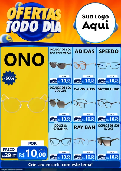 Modelo de Encarte para Encarte A4 Vertical com o tema Ofertas Todo Dia para Óticas