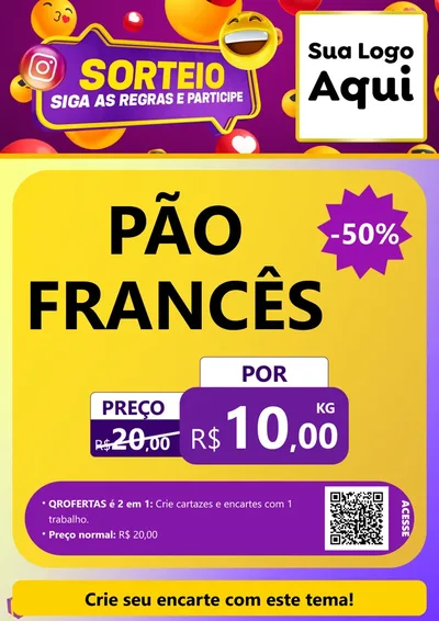 Modelo de Cartaz para Cartaz A4 Vertical com o tema Sorteio para Padaria
