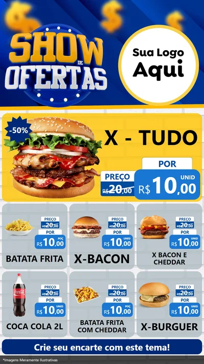 Modelo de Rede Social para Stories com o tema Show de Ofertas para Hamburgueria