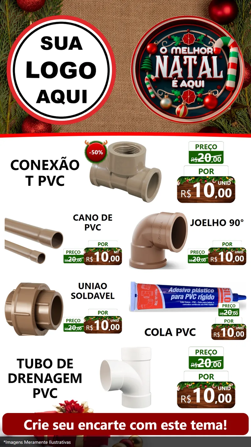 Modelo de TV para TV Vertical com o tema O Melhor Natal É Aqui para Tubos e conexões