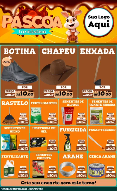 Modelo de Encarte para Encarte Grande com o tema Páscoa Fantástica para Agropecuária