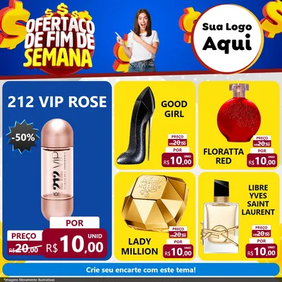 Modelo de Rede Social para Feed Facebook com o tema Ofertaço de Fim de Semana para Perfumes