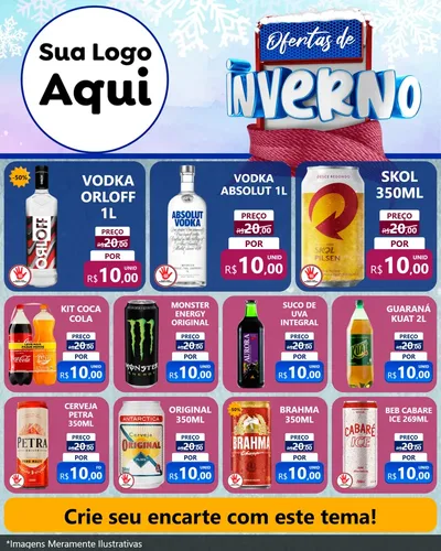 Modelo de Rede Social para Feed Instagram com o tema Ofertas de Inverno para Distribuidora de bebidas