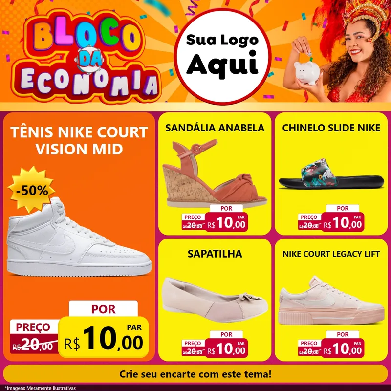 Modelo de Rede Social para Feed Facebook com o tema Bloco da Economia para Calçados