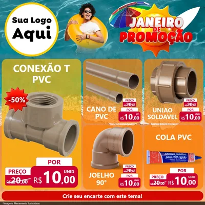 Modelo de Rede Social para Feed Facebook com o tema Janeiro de Promoção para Tubos e conexões