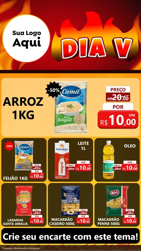 Modelo de Rede Social para Stories com o tema Dia V para Supermercado