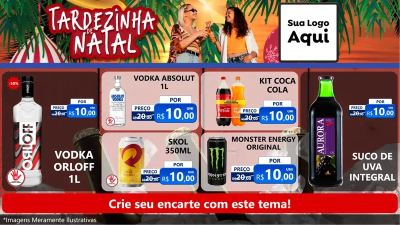 Modelo de TV para TV Horizontal com o tema Tardezinha de natal para Distribuidora de bebidas