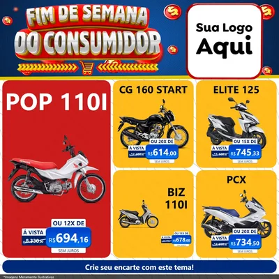 Modelo de Rede Social para Feed Facebook com o tema Fim de Semana do Consumidor para Concessionaria de Motos