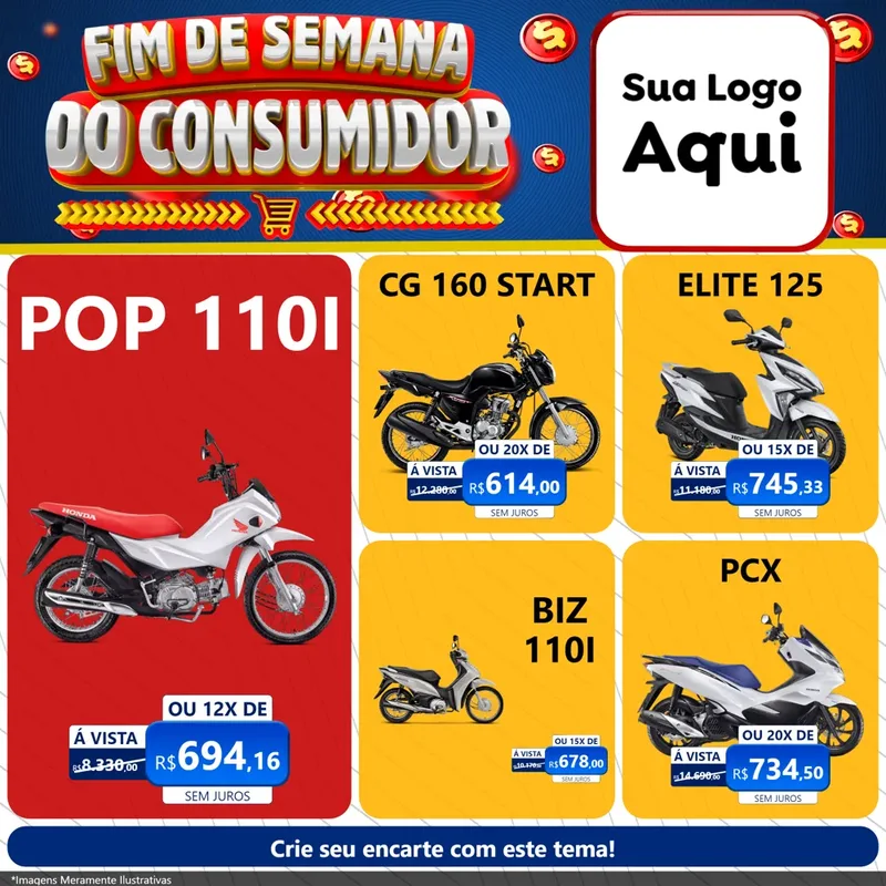 Modelo de Rede Social para Feed Facebook com o tema Fim de Semana do Consumidor para Concessionaria de Motos