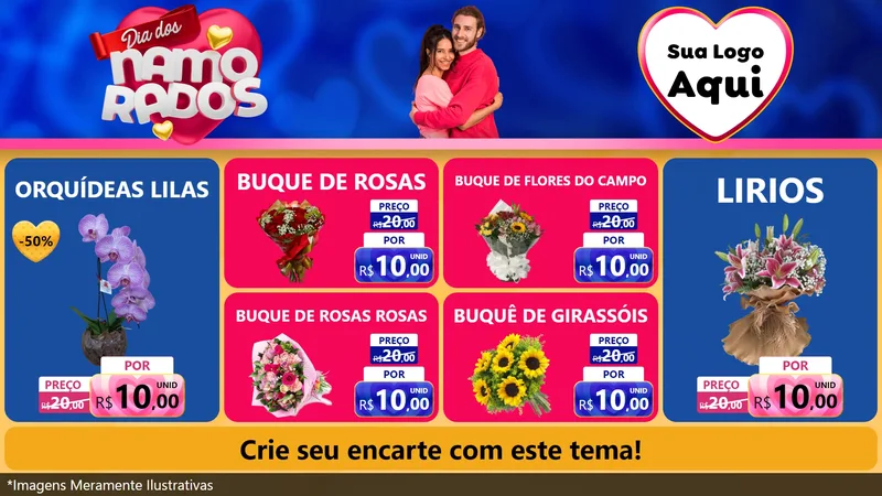 Modelo de TV para TV Horizontal com o tema Dia dos namorados para Floricultura e jardim