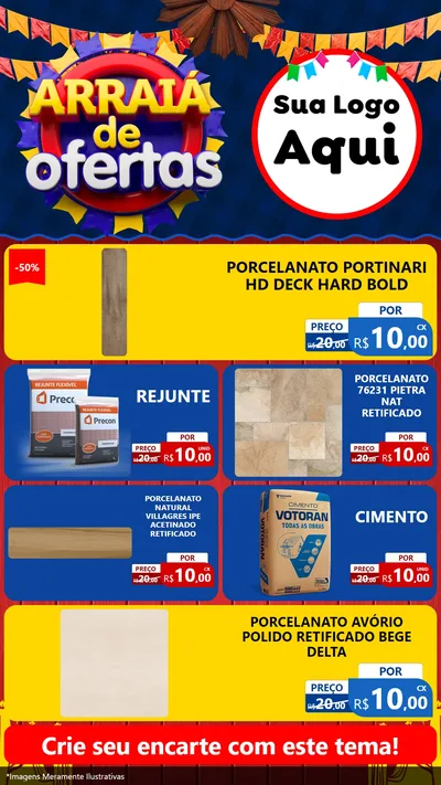 Modelo de TV para TV Vertical com o tema Arraiá de Ofertas para Pisos e revestimentos
