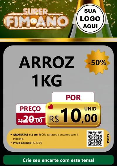Modelo de Cartaz para Cartaz A4 Vertical com o tema Super Fim de Ano para Supermercado