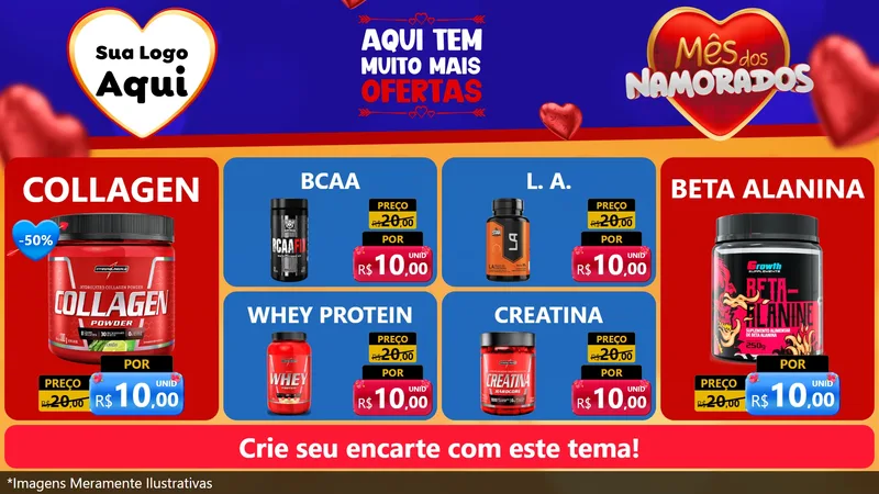 Modelo de TV para TV Horizontal com o tema Mês dos Namorados para Suplementos alimentares