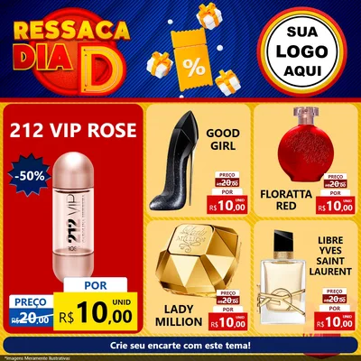 Modelo de Rede Social para Feed Facebook com o tema Ressaca Dia D para Perfumes