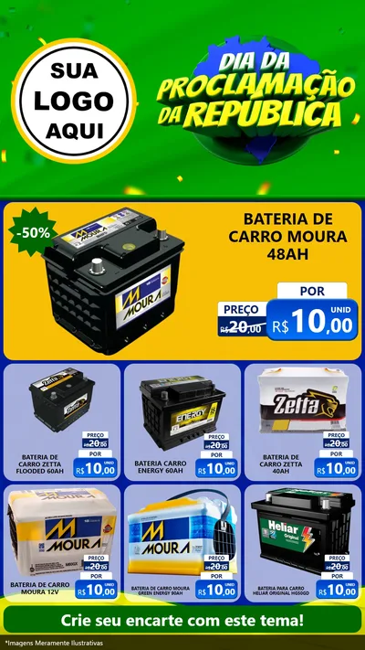 Modelo de Rede Social para Stories com o tema Dia Da Proclamação Da República para Baterias Elétricas