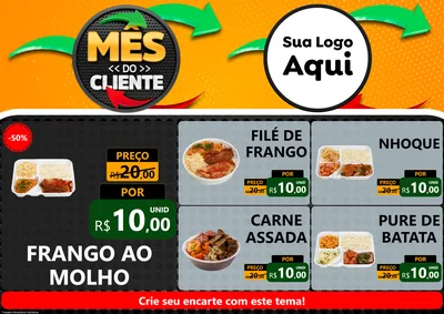 Modelo de Encarte para Encarte A4 Horizontal com o tema Mês do Cliente para Restaurante