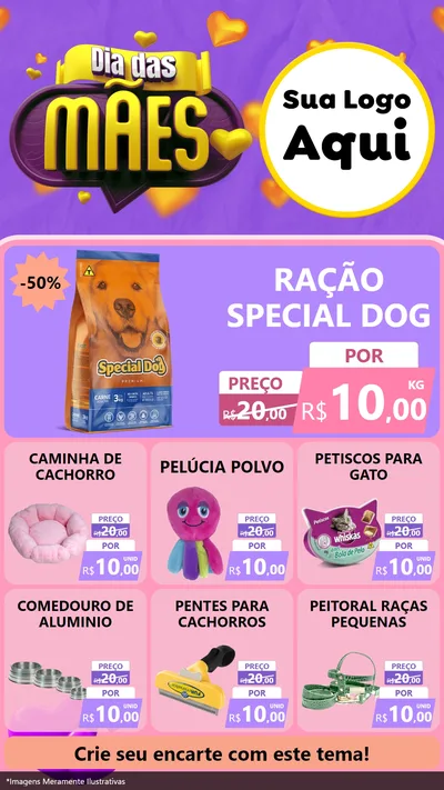 Modelo de Rede Social para Stories com o tema Dia das Mães para Pet Shop