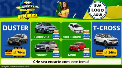 Modelo de TV para TV Horizontal com o tema Ofertas Proclamação da República para Concessionaria de Carros