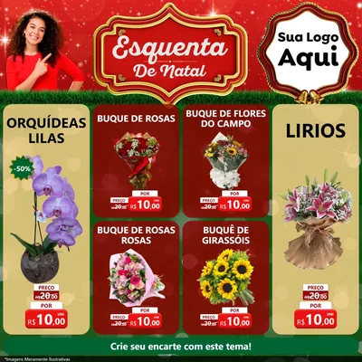 Modelo de Rede Social para Feed Facebook com o tema Esquenta de Natal para Floricultura e jardim