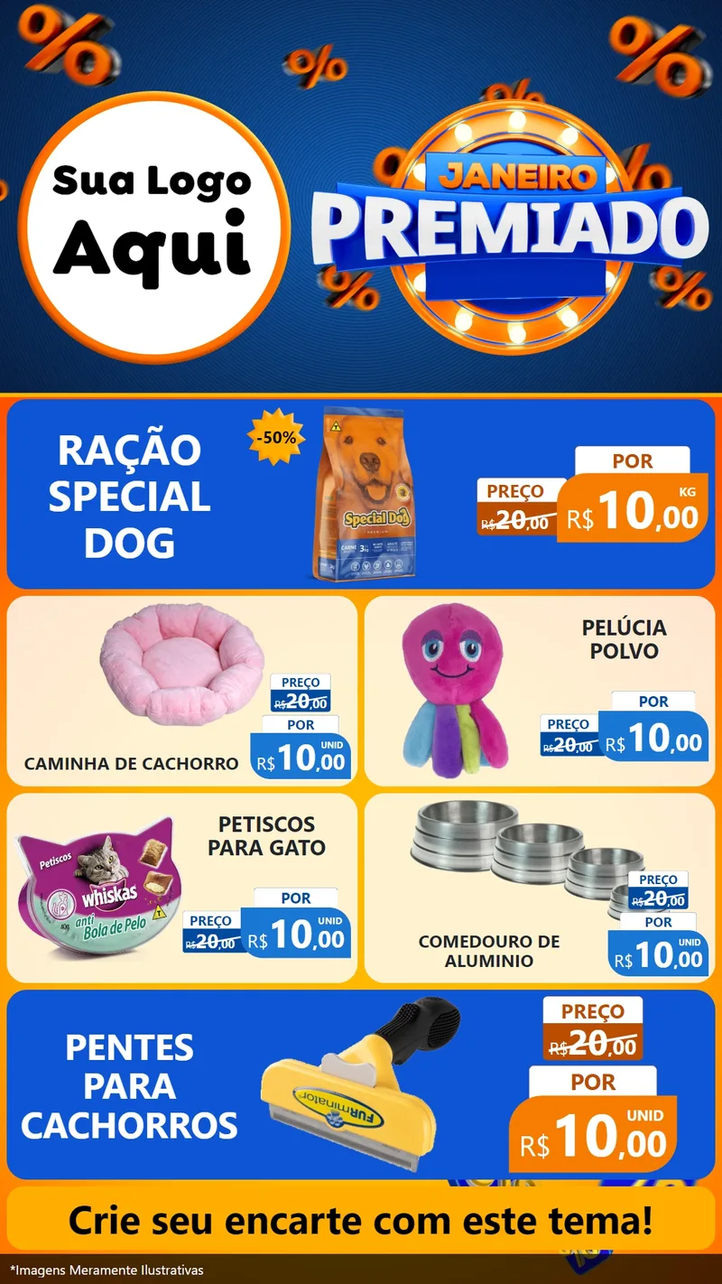 Modelo de TV para TV Vertical com o tema Janeiro Premiado para Pet Shop