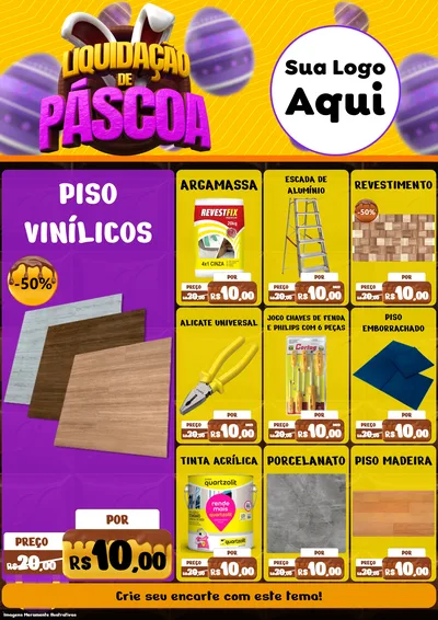 Modelo de Encarte para Encarte A4 Vertical com o tema Liquidação de Páscoa para Material para Construção