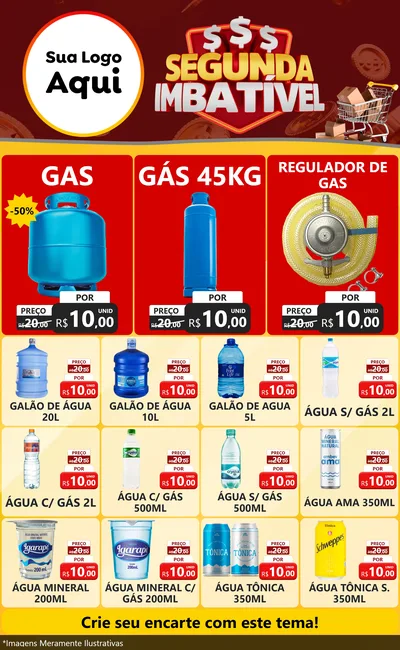 Modelo de Encarte para Encarte Grande com o tema Segunda Imbatível para Água e gás