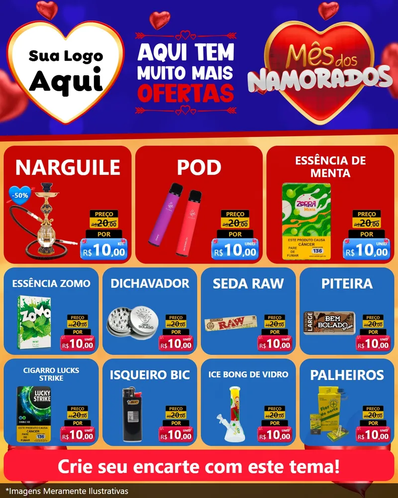 Modelo de Rede Social para Feed Instagram com o tema Mês dos Namorados para Tabacaria