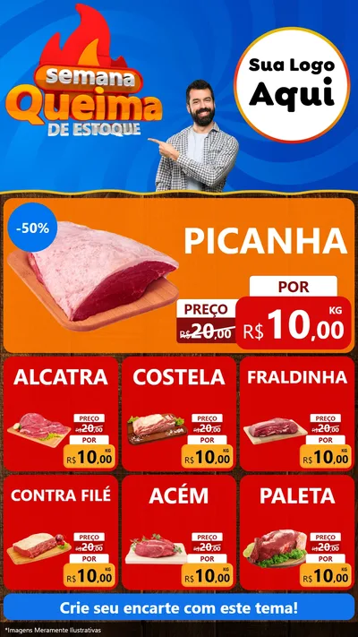 Modelo de Rede Social para Stories com o tema Semana Queima de Estoque para Açougue