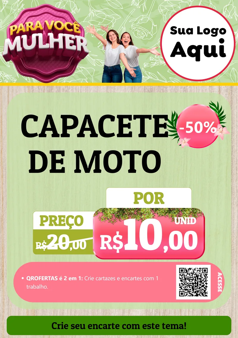 Modelo de Cartaz para Cartaz A4 Vertical com o tema Para Você Mulher para Moto peças