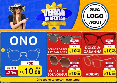 Modelo de Encarte para Encarte A4 Horizontal com o tema Verão de Ofertas para Óticas