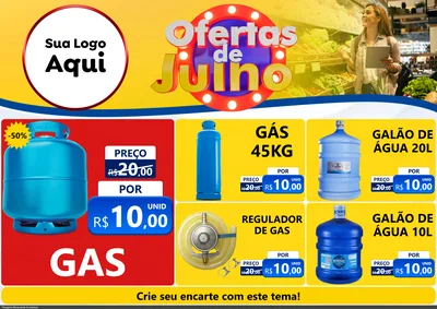 Modelo de Encarte para Encarte A4 Horizontal com o tema Ofertas de Julho para Água e gás