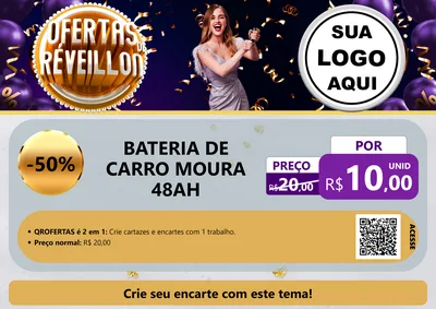 Modelo de Cartaz para Cartaz A4 Horizontal com o tema Ofertas de Réveillon para Baterias Elétricas