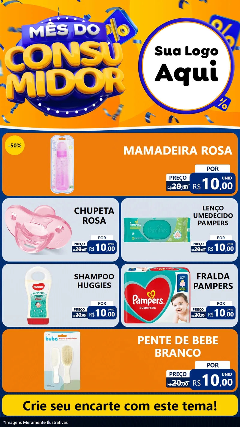 Modelo de TV para TV Vertical com o tema Mês do Consumidor para Bebês