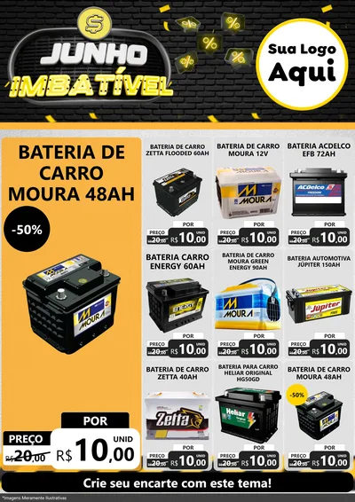 Modelo de Encarte para Encarte A4 Vertical com o tema Junho Imbatível para Baterias Elétricas