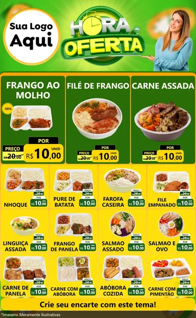 Modelo de Encarte para Encarte Grande com o tema Hora da Oferta para Restaurante