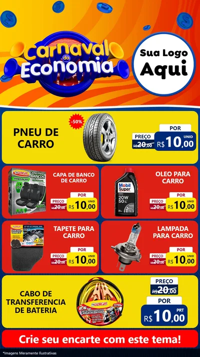 Modelo de TV para TV Vertical com o tema Carnaval da Economia para Auto peças