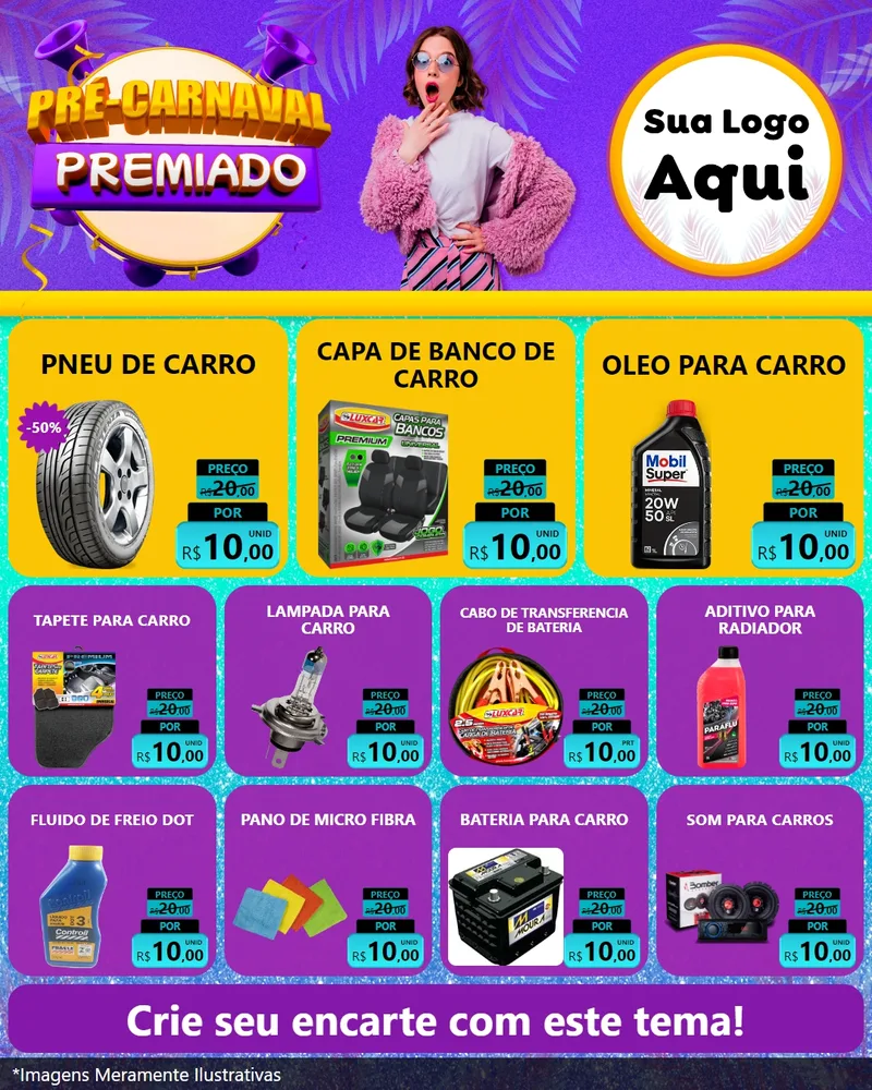 Modelo de Rede Social para Feed Instagram com o tema Pré-Carnaval Premiado para Auto peças