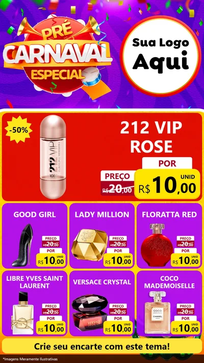 Modelo de Rede Social para Stories com o tema Pré-Carnaval Especial para Perfumes