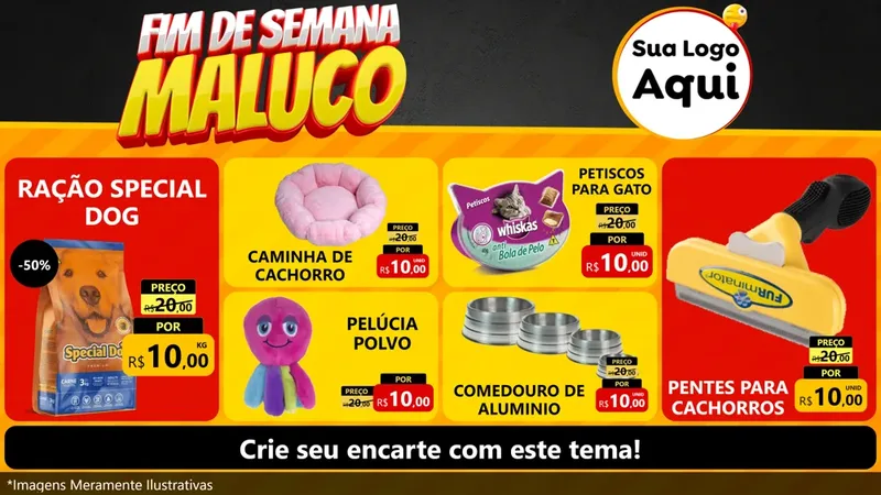 Modelo de TV para TV Horizontal com o tema Final de Semana Maluco para Pet Shop
