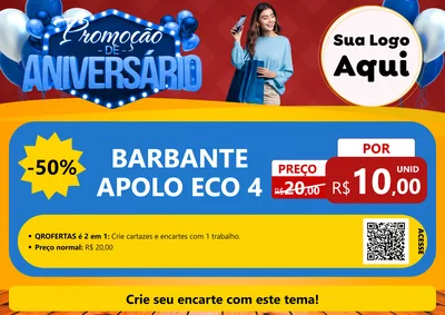 Modelo de Cartaz para Cartaz A4 Horizontal com o tema Promoção de Aniversário para Armarinho e Aviamentos