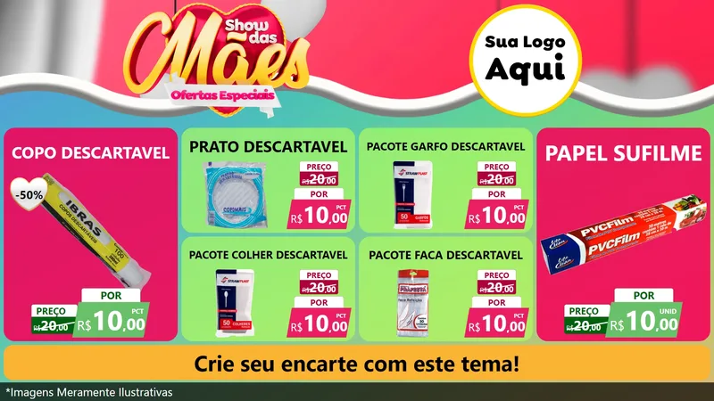 Modelo de TV para TV Horizontal com o tema Show das Mães - Ofertas Especiais para Embalagens