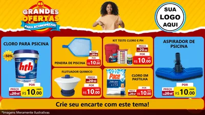 Modelo de TV para TV Horizontal com o tema Grandes Ofertas Para Economizar! para Produtos para Piscina