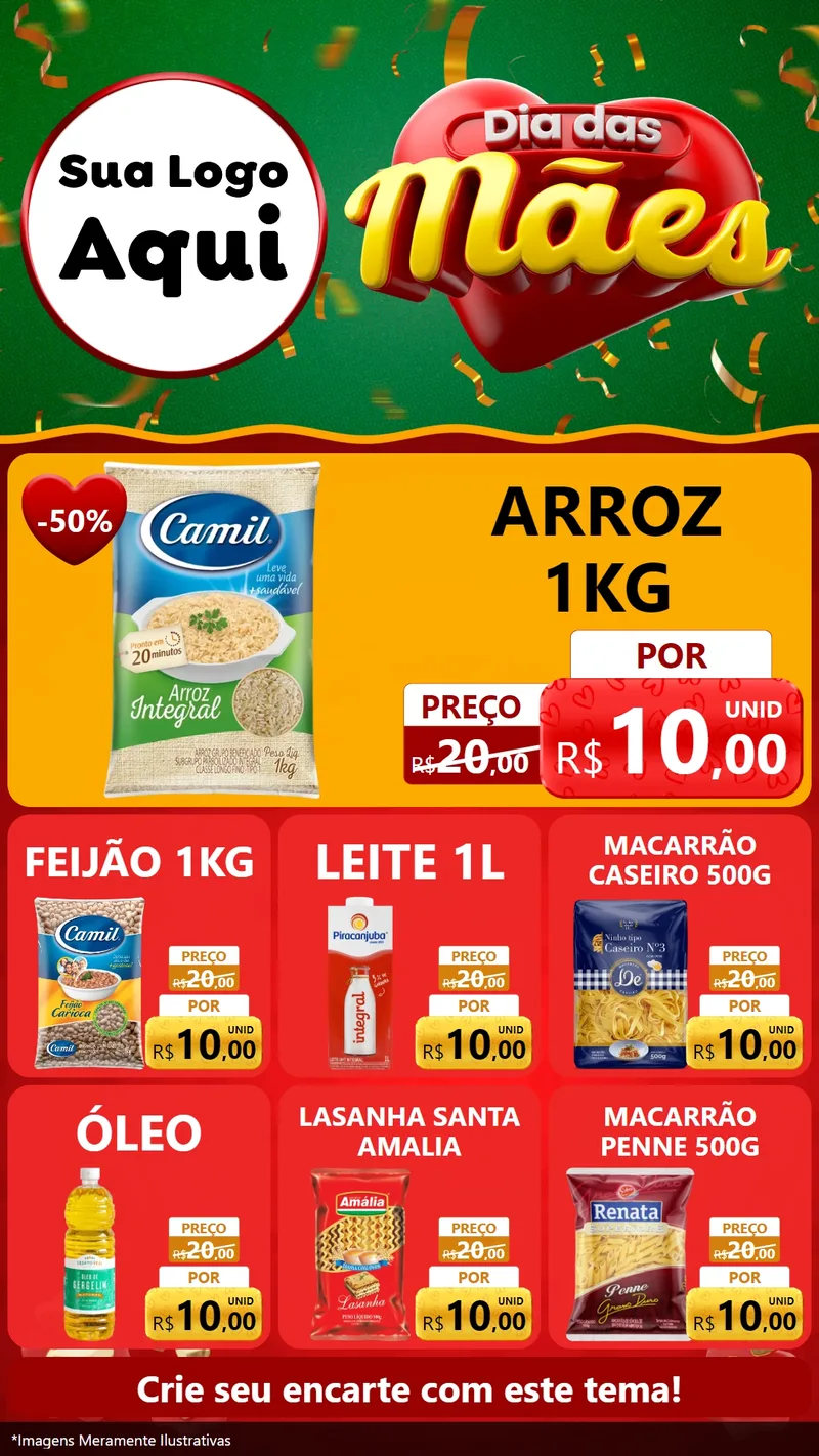 Modelo de Rede Social para Stories com o tema Dia das Mães para Supermercado