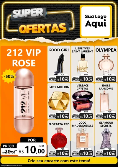 Modelo de Encarte para Encarte A4 Vertical com o tema Super Ofertas para Perfumes