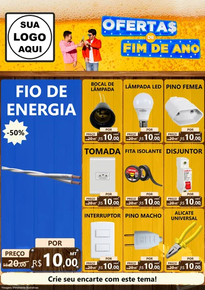 Modelo de Encarte para Encarte A4 Vertical com o tema Ofertas de Fim de Ano para Materiais Elétricos