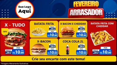 Modelo de TV para TV Horizontal com o tema Fevereiro Arrasador para Hamburgueria
